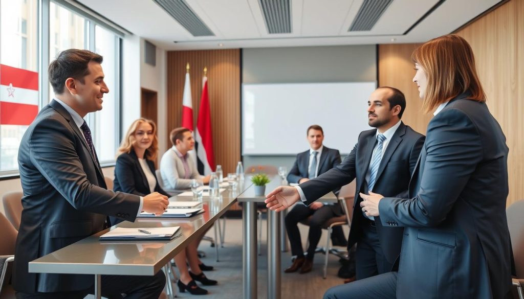 Austrian business meeting showing formal work culture when starting a business in Austria Austrian business meeting showing formal work culture when starting a business in Austria