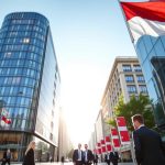 Doing Business in Austria - Vienna business district with modern office buildings