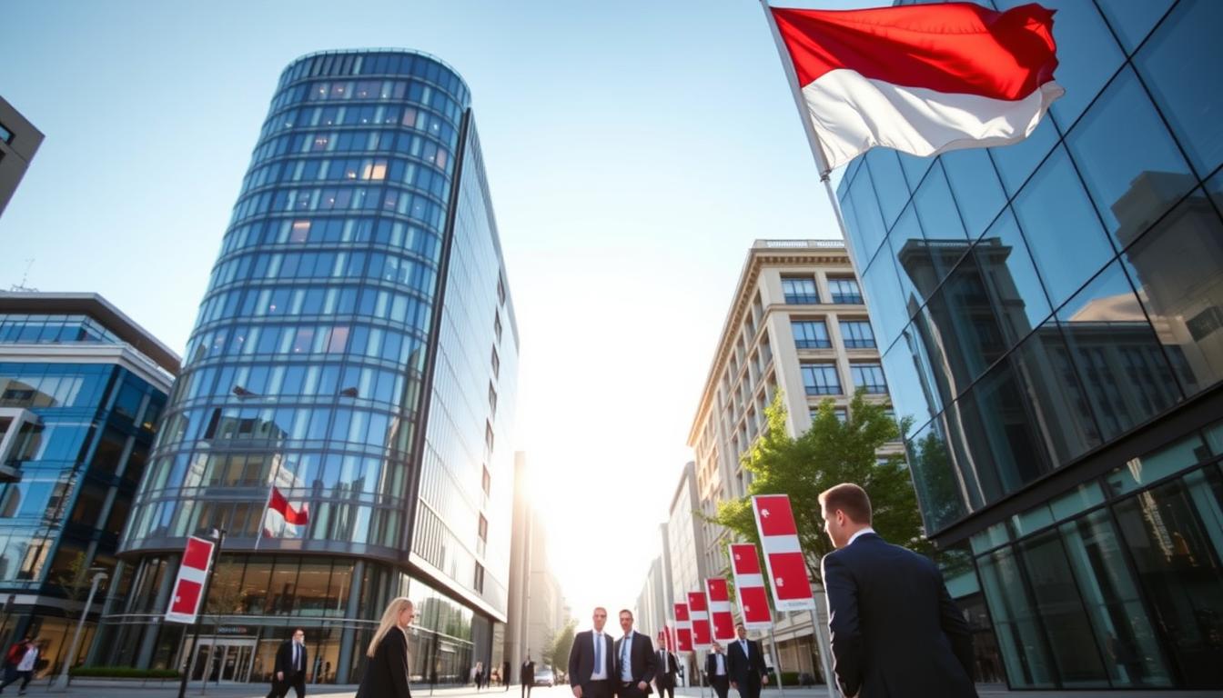 Doing Business in Austria - Vienna business district with modern office buildings