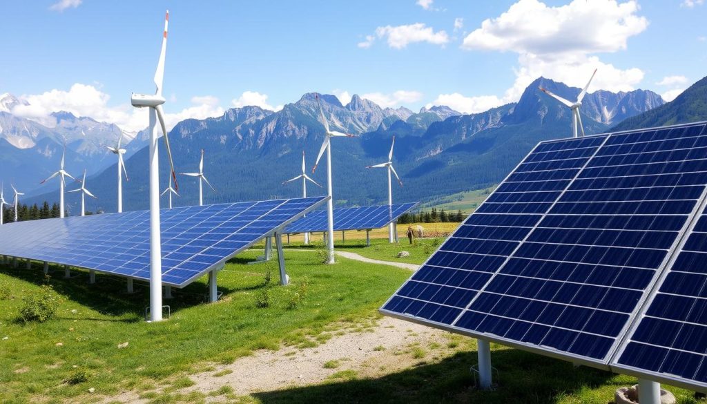 Austrian renewable energy technology installation in Alpine setting