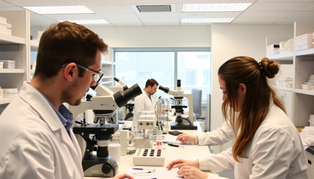Scientists working in an Austrian biotech laboratory