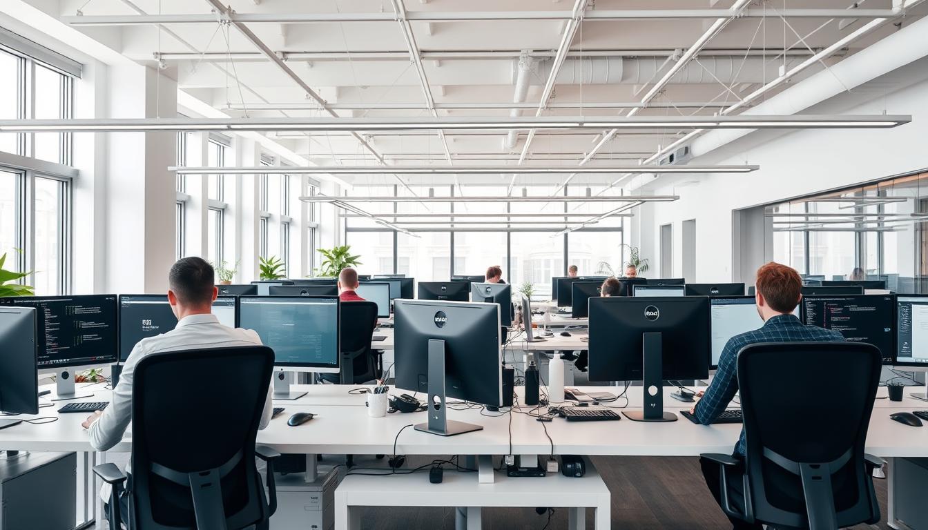 Software developers working in an Austrian tech startup office