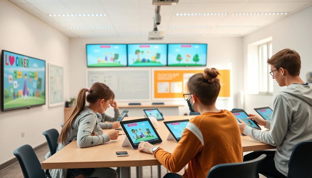Students using educational technology developed by an Austrian startup
