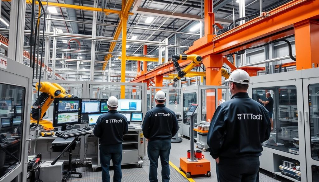 TTTech industrial technology solutions being implemented in a manufacturing setting